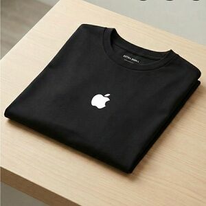 Apple Black Tee with White Logo